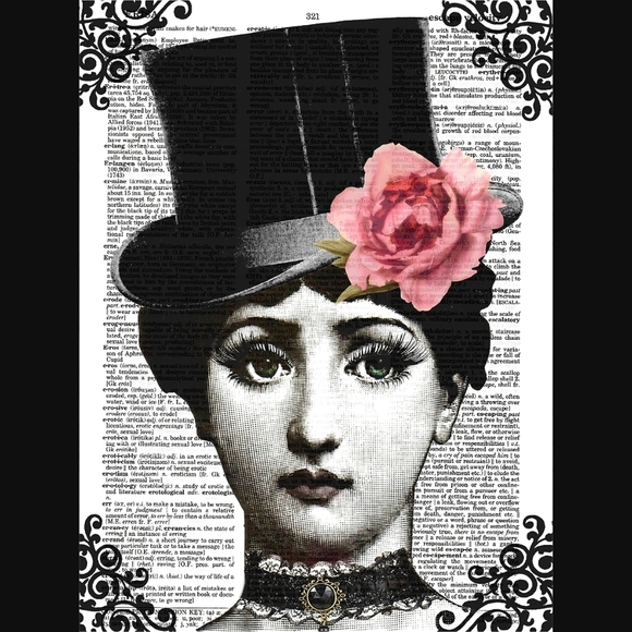 Steampunk Lady Vintage Dictionary Art Print Decor - Picture 4 of 4